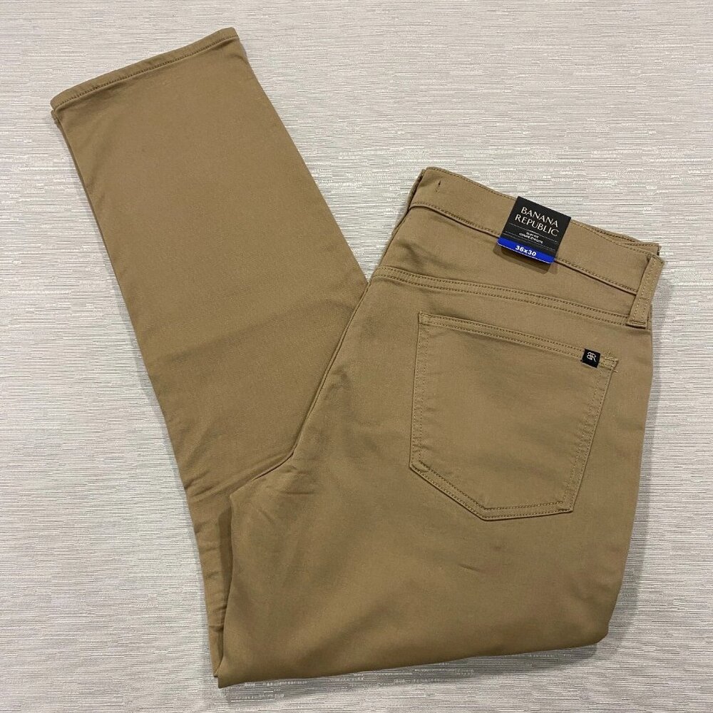 Banana Republic Chino Pants Mens 36x30 Slim Fit Khaki Brown Straight Leg Stretch
